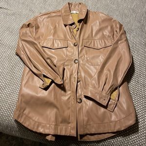 THML Tan Faux Leather Shacket